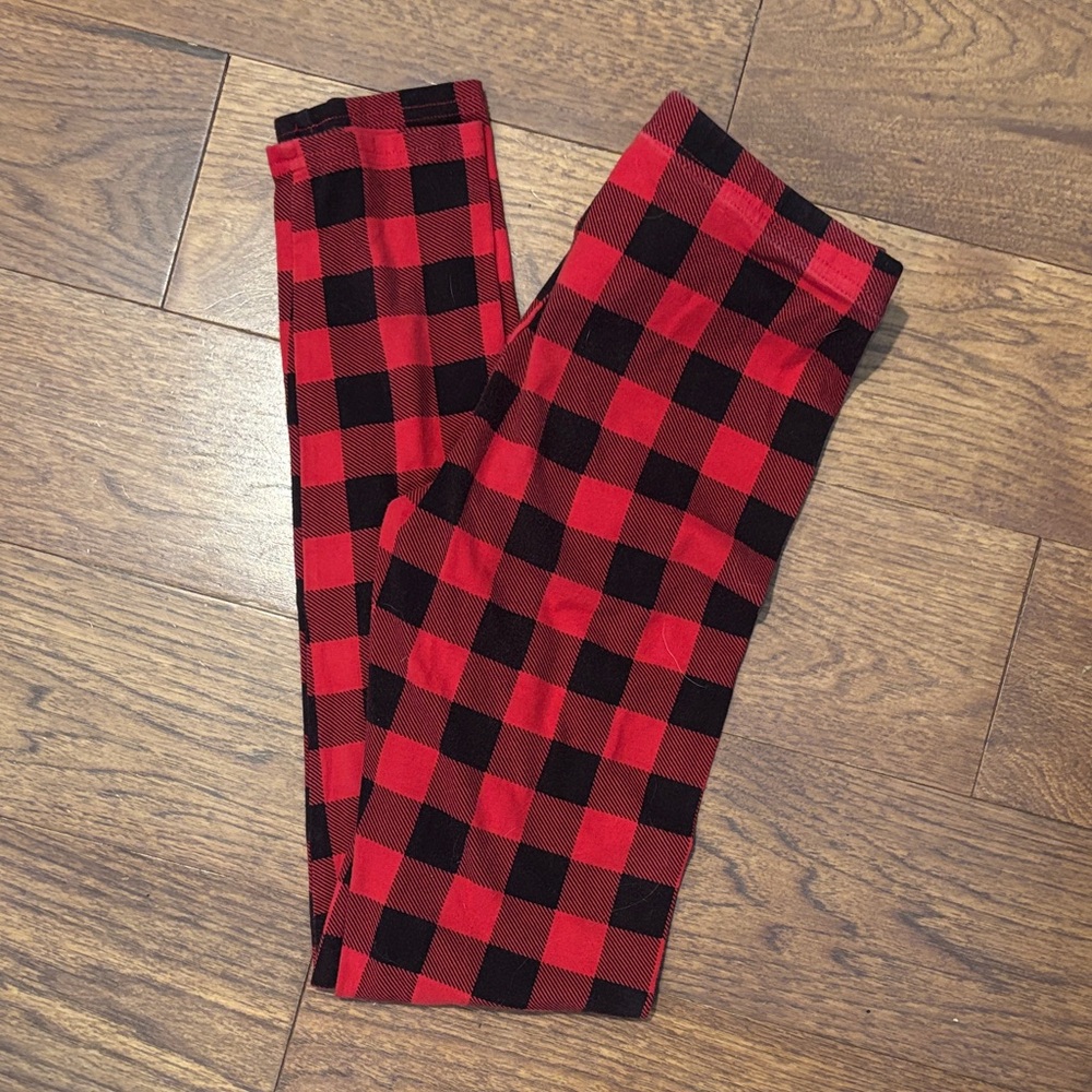 Old Navy Red and Black Checkered Kids Leggings